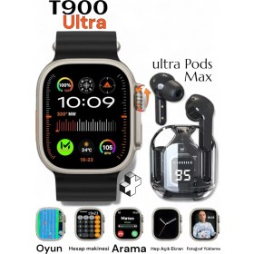 Resim Şık Akıllı Saat ve Kablosuz Kulaklık Seti, Siyah, Dokunmatik, Bluetooth, 2'li Paket 