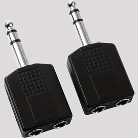 Resim Gitar ve mikrofon için, 6.35mm (1/4 inç) erkek TRS iki adet 6.35mm (1/4 inç) dişi ses başlığına sahip, 6.5mm bir-iki stereo bağlantı ses adaptörü 