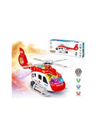 Resim Işıklı Ve Müzikli Polis Helikopteri 32 Cm Çarp Dön Projeksiyonlu Oyuncak Helikopter Kırmızı 