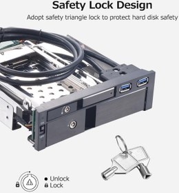 Resim 5,25" Dahili Çift Yuvalı Sabit Disk Kutusu 2,5+3,5 İnç Sata Hdd-ssd Muhafaza Aletsiz Tasarım 