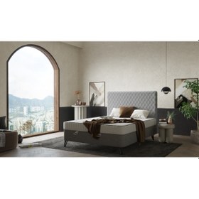 Resim Ortopedik Lüx 150x200 Yatak Baza Başlık Seti - Antrasit 