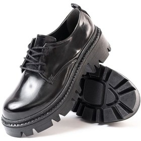 Resim 868-754 Siyah Rugan Bağcıklı Günlük Yüksek Tabanlı Loafer Ayakkabı Bej - Siyah 