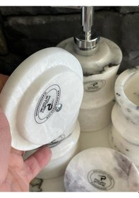 Resim Leylak Mermer Yeni Tasarım Banyo Seti Gümüş Aksesuarlı Beyaz 