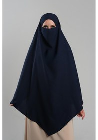 Resim Hürrem Bone Lacivert Pratik Hazır Geçmeli Tesettür Eşarp Krep Bağcıklı Çift Katlı Sufle Hijab 2314 02 Lacivert 