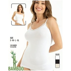 Resim Q-En Bambu Ince Askılı Dantelli Atlet Çift Taraflı 705 