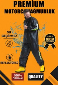 Resim ARONA MDB Premium otorcu Kurye Yağmurluk Takım u Geçirmez PVC Kumaş Reflektörlü TÜBİTAK Onaylı iyah 