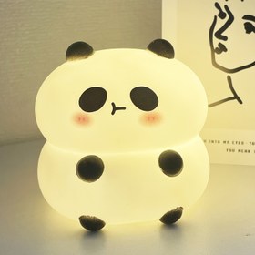 Resim 1 adet Panda Gece Lambası, Asya esintili tarz, Plastik LED Mini Lambalar, Pil ile çalışan yumuşak ışık yayan masa dekoru 