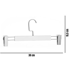 Resim Pantolon Etek Askısı Ahşap Lamine Beyaz A Kalite Mandallı Askı 20 Adet Diğer 