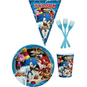 Resim Sonic Boom 8 Kişilik Erkek Doğum Günü 4 Parçalı Mini Set Erkek Çocuk 