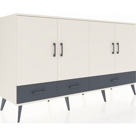 Resim Hyperion Konsol 6 Raflı 3 Çekmeceli 4 Kapaklı 176x44x99 Aytaşı-aytaşı/antrasit Aytası - Aytası 
