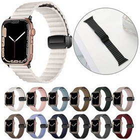 Resim Sones iOS Uyumlu Watch Se 40mm Su Dalgalanma Manyetik Katlanır Tokalı Saat Kordonu, Stil: Kalın Versiyon 