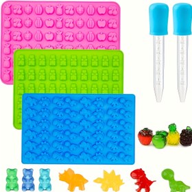Resim 5 adet Silikon Gummy Bear Kalıpları - 428°F'ye kadar Isıya Dayanıklı, Tekrar Kullanılabilir Çikolata, Jelly, Puding, Kurabiye ve Şekerler için - Yeşil, Yeşil, Mavi, Sarı, Kırmızı, Şeker Kalıpları, Pişirme Aksesuarları, Oyuncağı Mutfak Eşyaları, Kolay Çıkarma Malzemesi 