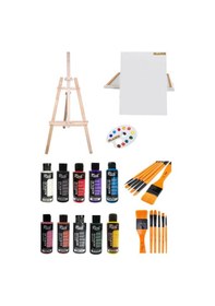 Resim Ayaklı Şövale+35x50 Tuval10'lu Rich Akrilik120 Cc+6'lı Fırça Set 