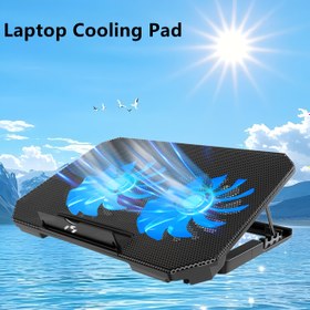 Resim 2 Sessiz Büyük Fanlı, 5 Ayarlanabilir Yükseklikte, Ayarlanabilir Fan Hızlarıyla Laptop Soğutma Pedleri, 17 İnç Altı Oyun Fanları İçin Uygun, 2 USB Portu ve Kaymaz Tahta Dahil 