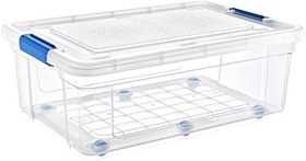 Resim Glassy Şeffaf Tekerlekli 60 L Saklama Kabı - 47,5x69,5x27,5 (h) cm 