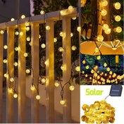 Resim Kristal küre güneş enerjili ışık dizileri, su geçirmez dış mekan güneş ışıkları 8 modlu, bahçe ağaçları, teraslar ve Noel süslemeleri için ideal 