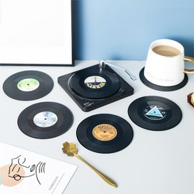 Resim 6'lı Retro Vinil Kayıt Bardak Altlıkları Seti - Isıya Dayanıklı, CD Şeklinde İçecek Matları Kahve & Çay Fincanları İçin - Mükemmel Ev Dekor Hediyesi, Kahve Barı Aksesuarları 