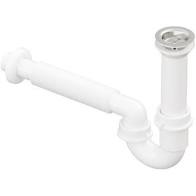 Resim Aqua Bagno Comfort Lavabo Sifonu, Koku Önleyici, Ayarlanabilir, Süzgeç Dahil 