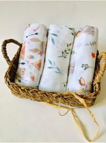 Resim JUNİPERUS 3 Adet Çok Amaçlı Müslin Bezi Örtü Battaniye %100 Pamuk Oeko-teks Sertifikalı 80x80 Cm 