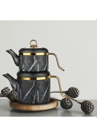 Resim Arow Oolong Granit Çaydanlık Takımı - Siyah - Tr-4442 Siyah 