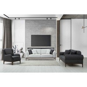 Resim Minar London 3+3+1 Koltuk Takım(Ares Byz+Koyu Gri) 