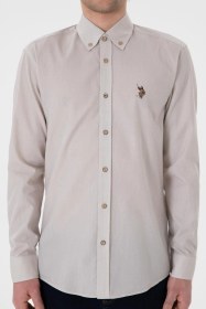Resim U.s. Polo Erkek Dokuma Gömlek 2082553 Taş Rengi 