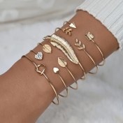 Resim Sevgi Taşlı Yaprak Kalp Bileklik 6'lı Set 