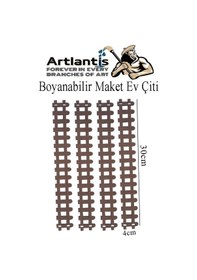 Resim Boyanabilir Ahşap Maket Çit 4 Adet 30x4 Cm Dekoratif Minyatür Bahçe Çiti Proje Tasarım Okul Hobi 