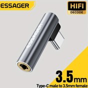 Resim Essager USB C'den 3.5mm Ses Adaptörü, USB Type C'den 3.5mm Kadın Kulaklık Girişi Dongle Aux Adaptör DAC Stereo HiFi Sağ Açılı iPhone 16 15, iPad Pro Air 5 4, Galaxy S24 Ultra için 