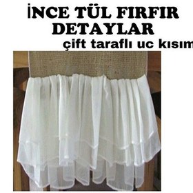 Resim Jüt Kumaş Hasır Ve Beyaz Tül Fırfırlı Runner Renkli 