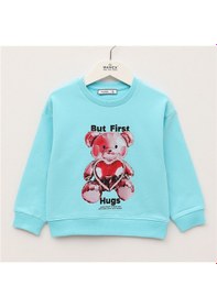 Resim Wanex Kız Çocuk Uzun Kol Kalın Sweatshirt - 32681 Turkuaz 