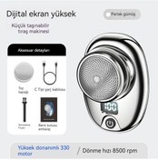 Resim Mini Tıraş Makinesi Erkek Yıkama Bıçağı Kafası Seyahat Taşınabilir Sakal Bıçağı Elektrikli Tıraş Makinesi 2202 Parlak Gümüş-dahili 6 Yapraklı Kafa 