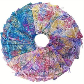 Resim 50 adet Canlı Organza Hediye Çantaları İpli | Renkli Şeker & Mücevher Torbaları | Yarı Şeffaf Ağ Düğün İkramları, Parti Hediyeleri & Noel için Küçük Hediye Çantaları 