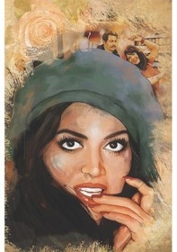 Resim Yeşilçam Aşkı Retro Kadın Portreli Ahşap Tablo 