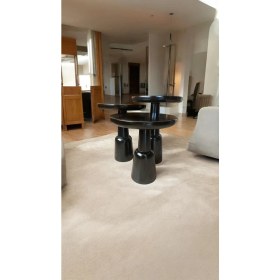 Resim Wood Wooden Ahşap 3lü Set Ürgüp Mantar Yan Sehpa Modern Siyah Renk Fiskos 