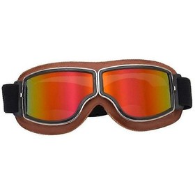 Resim Vintage Motosiklet Gözlükleri Deri Sürüş Off-road Çizilmeye Karşı Toz Geçirmez Gözlükler Erkekler Kadınlar Yetişkinler İçin Kahverengi -f 