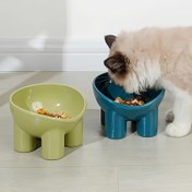 Resim Kedi ve Köpek Kasesi için Altın Eğim Anti-Isilik Tasarım - Kuru/Isı/Yiyecek/Atıştırmalık/Su için Uygun Çift Kase Kaymaz Stand 