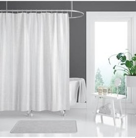 Resim Banyo Duş Perdesi 3182 120x200 Perde Borusu Askı Aparatı 90x130 Hediyeli 