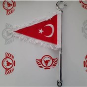 Resim Motosiklet Makam Bayrağı Filama Beyaz Püsküllü 