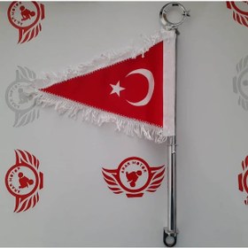 Resim Motosiklet Makam Bayrağı Filama Beyaz Püsküllü 