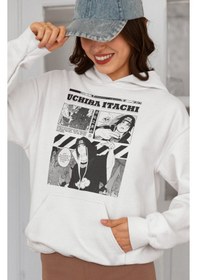 Resim Sevbano Uchiha Itachi Naruto Baskılı Unisex Oversize Anime Karakter Hoodi beyaz 