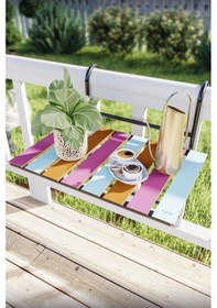 Resim Bino Katlanır Masa Balkon Veranda Mutfak Masası Askılı Kamp Masası Yükseklik Ayarlı Bahçe Masası Renkli 