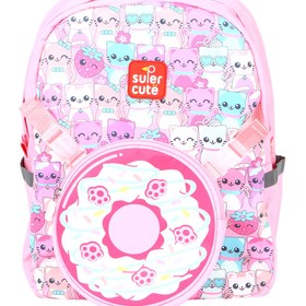 Resim Pink Cat Unisex Çocuk Two in One Sırt Çantası 