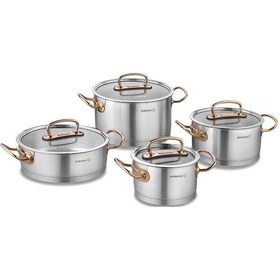 Resim Korkmaz Proline 8 Parça Rosa Gold Tencere Seti 