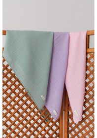 Resim 3'lü Organik Pamuk Müslin Örtü Seti Kız Bebek Pudra, Lavanta, Nil 3 Adet 75x85 CM Pudra - Lavanta Ve Nil 