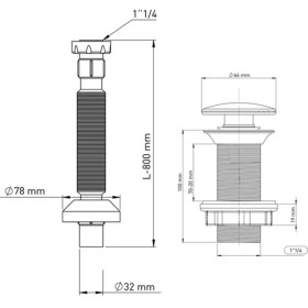 Resim İz Yapı Klick Klack Taşmasız Bas Aç Metal Lavabo Sifonu 