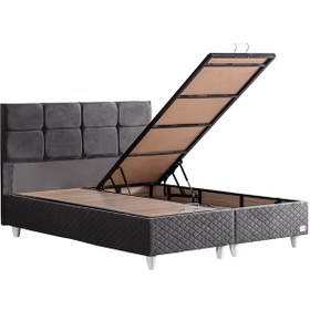 Resim Gümüş İkili Set, Gümüş Tek Kişilik Baza Başlık Seti Antrasit 90 x 190 