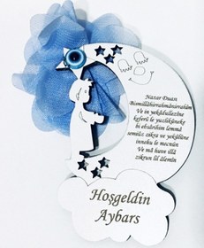 Resim Estölye Ahşap Veya Pleksi Nazardualı Aydede Ve Erkek Bebek Figürlü Magnet (466718106) 