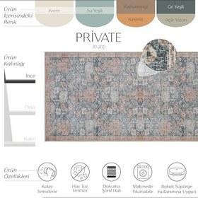 Resim Cool Halı Private Krem Eskitme Vintage Halı Yolluk Etnik Otantik Şönil Halı Yıkanabilir Salon Halısı 