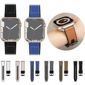 Resim Sones iOS Uyumlu Watch Series 7 45mm Hibrit Deri Silikon Saat Kordonu 
